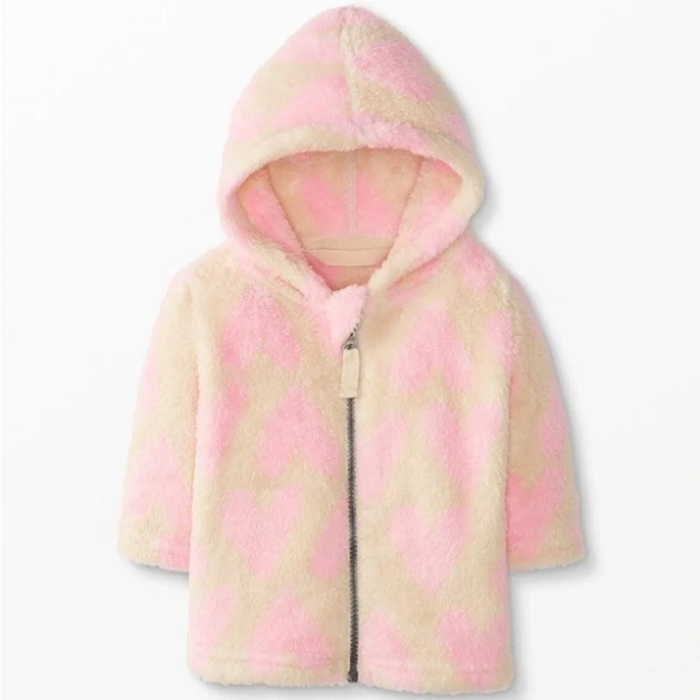 Hanna Andersson Hearts Baby Marshmallow Fleece Jacket size 3-6 months - Picture 1 of 7